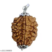 Brown 2 Mukhi Rudraksha Pendant Mantra Siddha Two Face Certified With Lab Report-thumb1