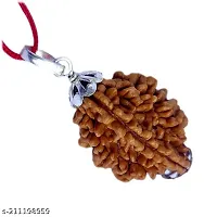 Brown 2 Mukhi Rudraksha Pendant Mantra Siddha Two Face Certified With Lab Report-thumb3