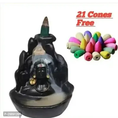 Smoke Aadiyogi Fog Smoke Backflow Scented Cone Incense Burner with 21 Incence Cones for Home-thumb0