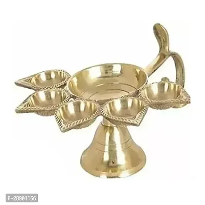 Brass Panch Diya For Puja Small Size Panch Aarti Lamp Pancharti Diya Oil Lamp-thumb0