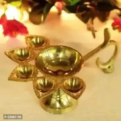 Brass Panch Diya for Puja Big Size Panch Aarti Lamp