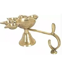 Brass Panch Diya for Puja Big Size Panch Aarti Lamp-thumb2