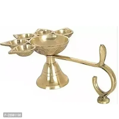 Brass Panch Diya for Puja Big Size Panch Aarti Lamp-thumb3