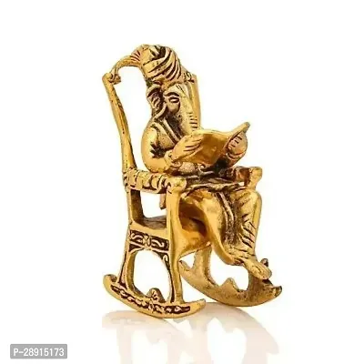 Chair Ganesha ji Reading Book Metal Statue-thumb2