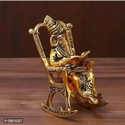 Chair Ganesha ji Reading Book Metal Statue