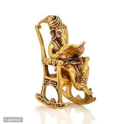 Chair Ganesha ji Reading Book Metal Statue-thumb3