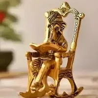 Chair Ganesha ji Reading Book Metal Statue-thumb3