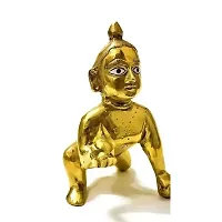 Handcrafted Pure Brass Idol Petal Murti of Laddu Gopal Ji-thumb1