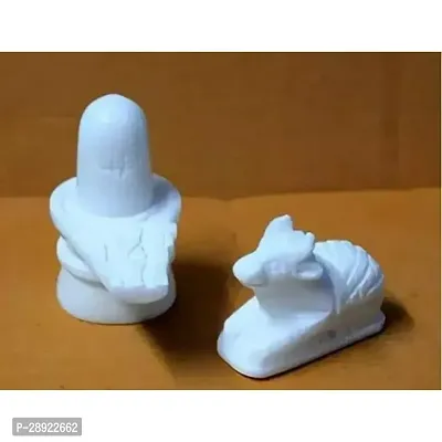 Sacred White Marble Shivling with Nandi Statue-thumb2