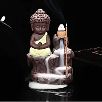 Polyresin Small God Buddha Idol with Smoke Backflow Cone Incense Holder 10 Pieces of Back Flow Smoke Cones-thumb2