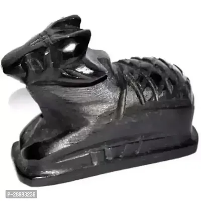 SANSKAARI Black Marble Stone Nandi Pindi Idol Showpiece for Pooja Decorative Showpiece - 4 cm (Marble, Black)