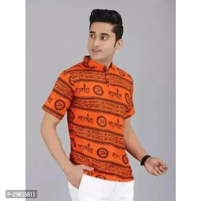 Sanskaari Orange Mahakaal Printed  Shirt for Mens-thumb0