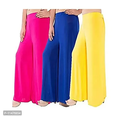 Superiya International Women's Loose Fit Palazzo Pants ( GS _ Yellow _ Free Size ) ( Pack of 3 )