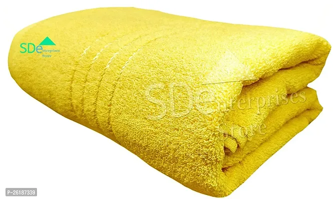 Designer Yellow Cotton Solid Bath Towels-thumb0