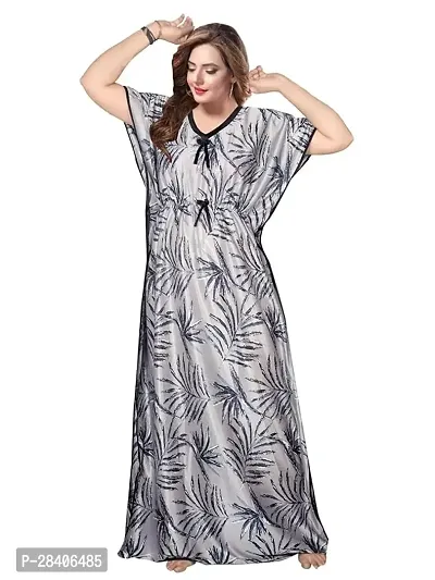 Comfortable Grey Satin Nighty For Women-thumb0