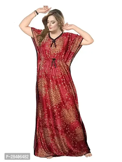 Comfortable Red Satin Nighty For Women-thumb0