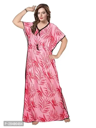 Comfortable Pink Satin Nighty For Women-thumb0