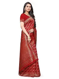 Vaani Creation Women's Indo Banarasi Jacquard Saree (Maroon)-thumb3