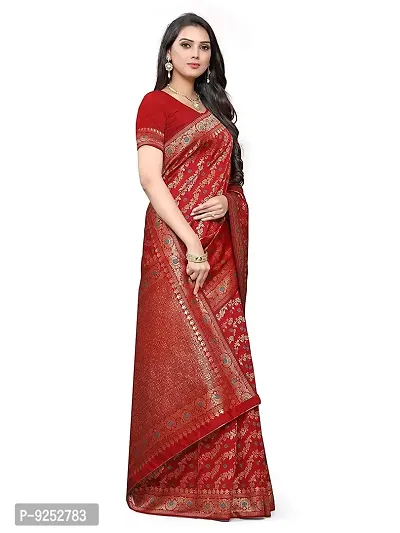 Vaani Creation Women's Indo Banarasi Jacquard Saree (Maroon)-thumb4