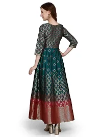 Vaani Creation Women's Jacquard Semi Stitch Gown (Free Size) (Peacock Blue)-thumb1