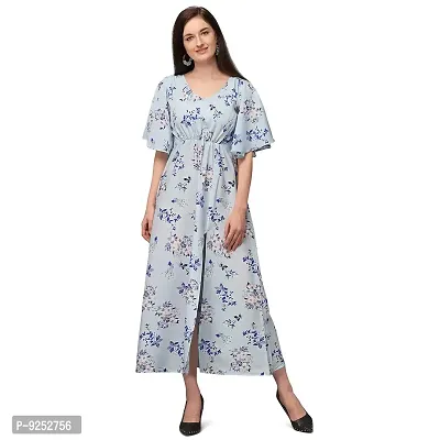 Stylish Blue Georgette Printed Skater For Women
