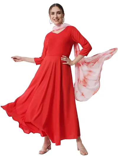 Rayon Anarkali Kurta with Dupatta