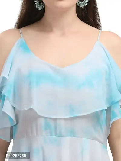 Stylish Blue Georgette Ombre Flared For Women-thumb2