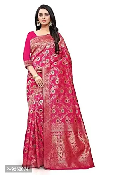 Vaani Creation Women's Style Art Silk Saree (652, Pink)-thumb0