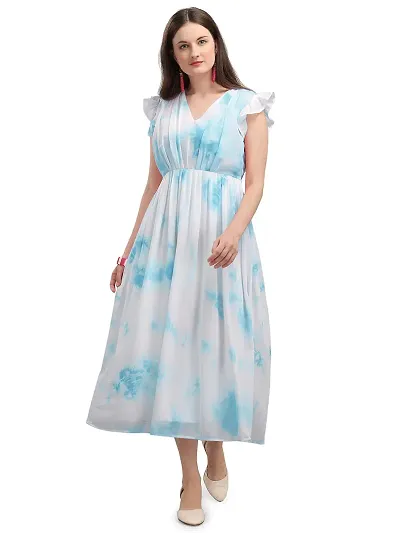 Stylish Georgette Ombre A-Line Dress For Women