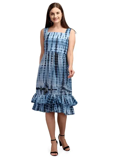 Vaani Creation Women's Tie and Dye Pleated Midi Dress