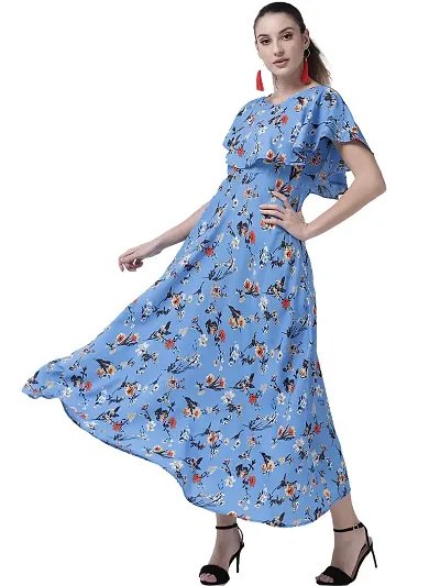 Stylish Crepe Floral Ethnic Gown