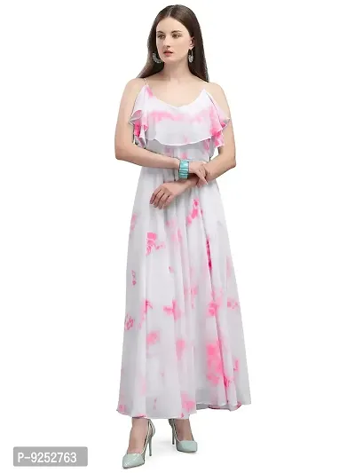 Stylish Pink Georgette Ombre Flared For Women