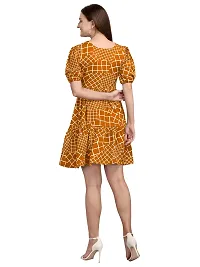 Stylish Yellow Cotton Blend Printed Skater For Women-thumb1