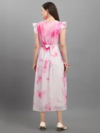 Stylish Pink Georgette Ombre A-Line Dress For Women-thumb2