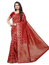 Vaani Creation Women's Indo Banarasi Jacquard Saree (Maroon)-thumb1