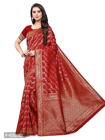 Vaani Creation Women's Indo Banarasi Jacquard Saree (Maroon)-thumb2