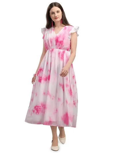 Stylish Georgette Ombre A-Line Dress For Women