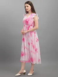 Stylish Pink Georgette Ombre A-Line Dress For Women-thumb3