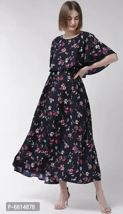 Stylish Printed Poly Crepe Dresses For Women-thumb3