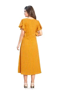 Fabulous Printed Yellow Crepe Dresses For Women-thumb1