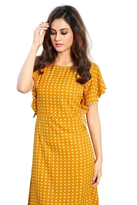 Fabulous Printed Yellow Crepe Dresses For Women-thumb3