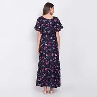 Stylish Navy Blue Poly Crepe Printed Flared For Women-thumb1