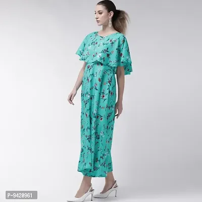 Stylish Green Poly Crepe Printed Flared For Women-thumb4