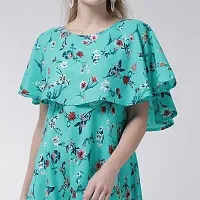 Stylish Green Poly Crepe Printed Flared For Women-thumb1