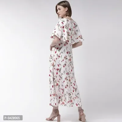 Stylish White Poly Crepe Printed Flared For Women-thumb2