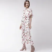 Stylish White Poly Crepe Printed Flared For Women-thumb2