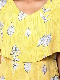 Stylish Lemon Yellow Poly Crepe Printed Flared For Women-thumb2