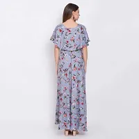 Stylish Grey Poly Crepe Printed Dresses For Women-thumb1