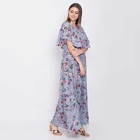 Stylish Grey Poly Crepe Printed Dresses For Women-thumb2