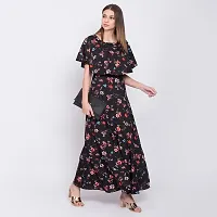 Stylish Black Poly Crepe Printed Flared For Women-thumb2